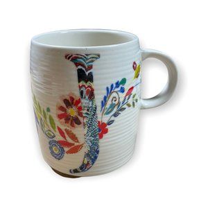 Anthropologie Mug Starla M Hoffman Monogram Letter 'J ' Petal Palette Coffee Cup